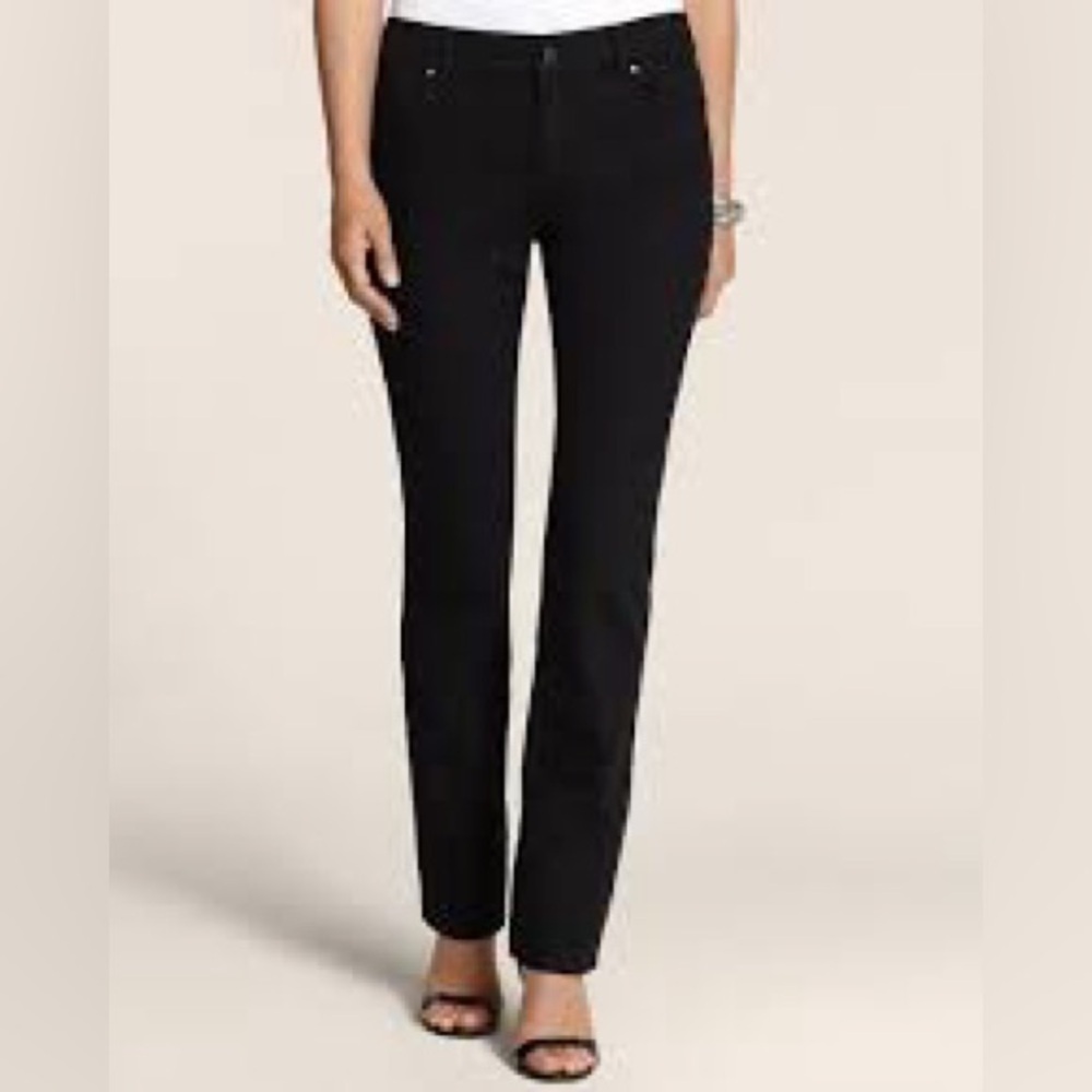 Chico’s black Platinum Ultimate Fit Slim Leg jeans, size 2 = Large/12.